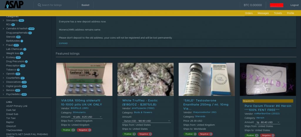 La Homepage del Marketplace di ASAP