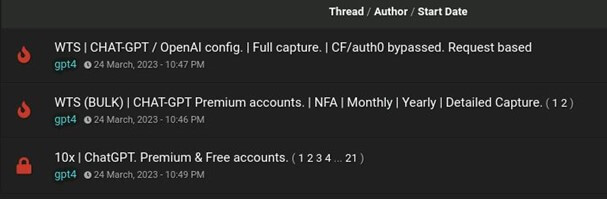 Darknet User Offering ChatGPT Accounts