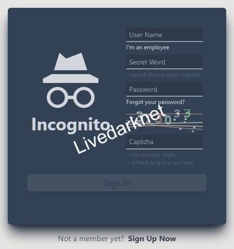 incognito market login page