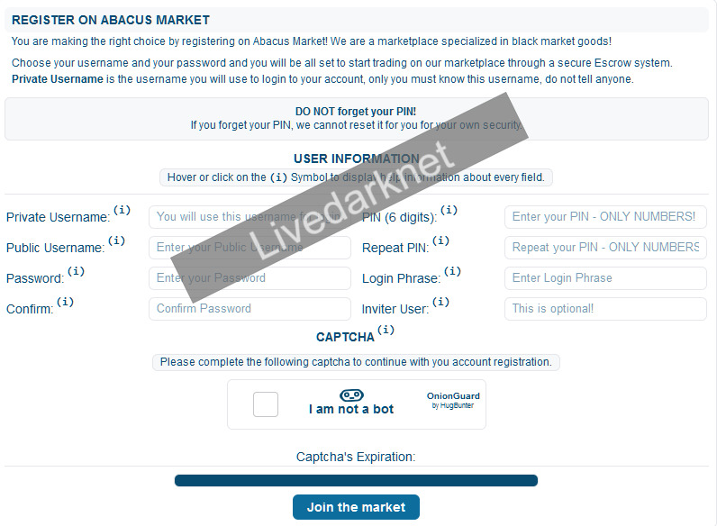 abacus market sign up page url